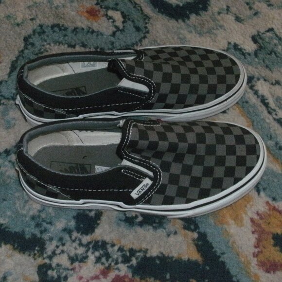 Vans Off The Wall Slip On Classic Checker Board Black & Gray Skate Sneakers ~ 3 - Picture 2 of 4